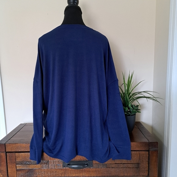 Felina Soft Knit Top Medieval Blue Women's Small Oversized Knit Loose Fit Shirt - Picture 3 of 12